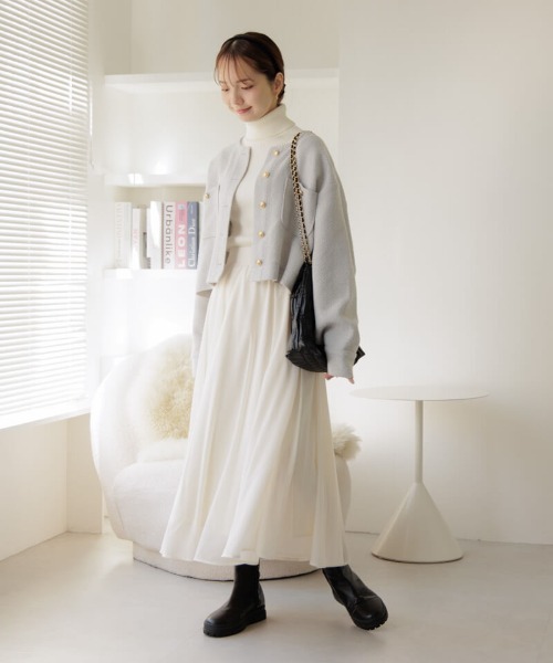 flower（フラワー）の「フローイングギャザースカート（スカート・レディース・アイボリー/ブラック・FREE）」の7枚目の写真