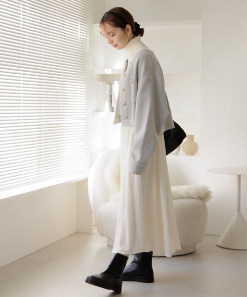 flower（フラワー）の「フローイングギャザースカート（スカート・レディース・アイボリー/ブラック・FREE）」の5枚目の写真