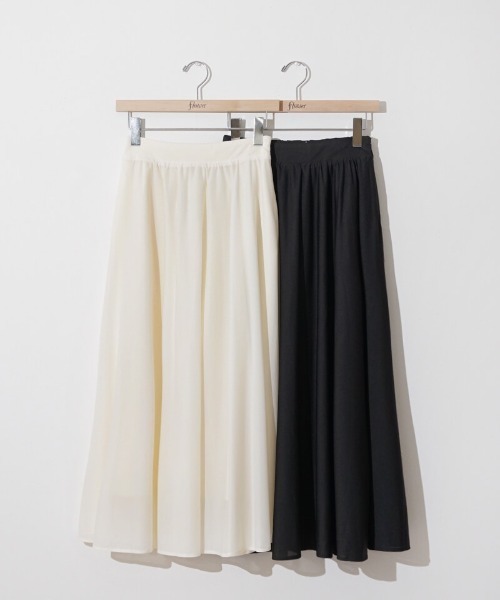 flower（フラワー）の「フローイングギャザースカート（スカート・レディース・アイボリー/ブラック・FREE）」の19枚目の写真