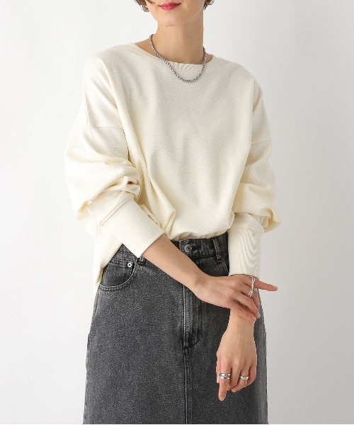 LEPSIM(レプシィム)の「袖リブラウンドチュニック 989896(Tシャツ/カットソー・レディース・ブラック/アイボリー/ブルー/グレー・FREE)」の2枚目の写真