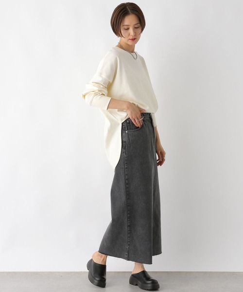 LEPSIM(レプシィム)の「袖リブラウンドチュニック 989896(Tシャツ/カットソー・レディース・ブラック/アイボリー/ブルー/グレー・FREE)」の5枚目の写真