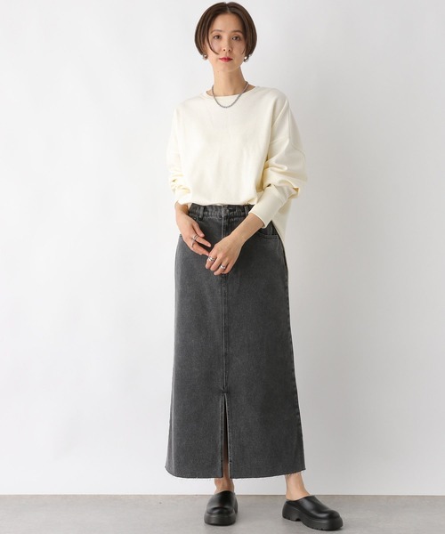 LEPSIM(レプシィム)の「袖リブラウンドチュニック 989896(Tシャツ/カットソー・レディース・ブラック/アイボリー/ブルー/グレー・FREE)」の6枚目の写真