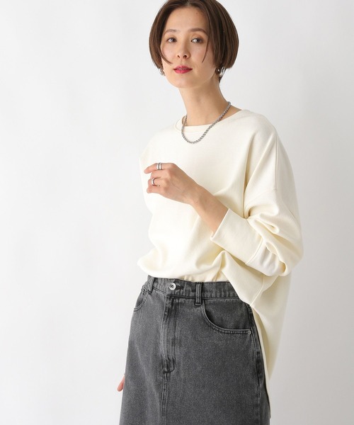 LEPSIM(レプシィム)の「袖リブラウンドチュニック 989896(Tシャツ/カットソー・レディース・ブラック/アイボリー/ブルー/グレー・FREE)」の8枚目の写真