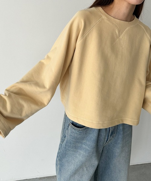 CANAL JEAN(キャナルジーン)の「RED CHOP WORKS 裏毛クロップドトレーナー(スウェット・レディース・イエロー/ホワイト/ヘザーグレー・ONE SIZE)」の3枚目の写真