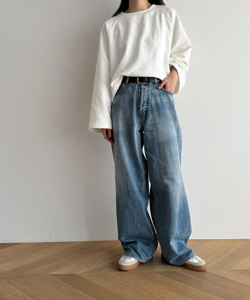 CANAL JEAN(キャナルジーン)の「RED CHOP WORKS 裏毛クロップドトレーナー(スウェット・レディース・イエロー/ホワイト/ヘザーグレー・ONE SIZE)」の8枚目の写真