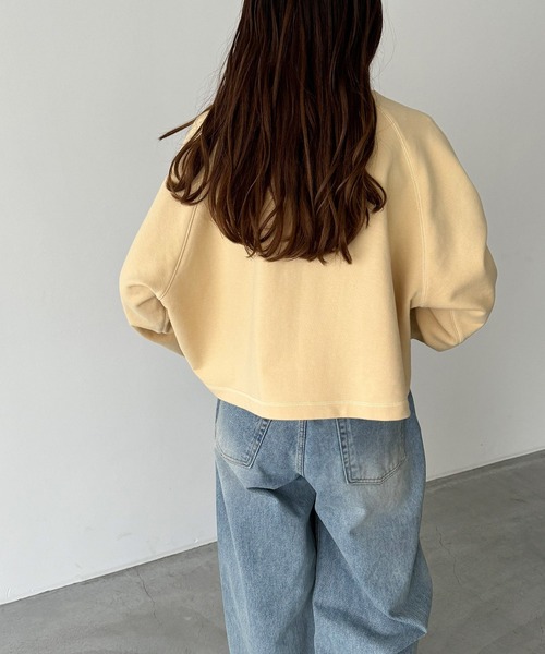 CANAL JEAN(キャナルジーン)の「RED CHOP WORKS 裏毛クロップドトレーナー(スウェット・レディース・イエロー/ホワイト/ヘザーグレー・ONE SIZE)」の11枚目の写真