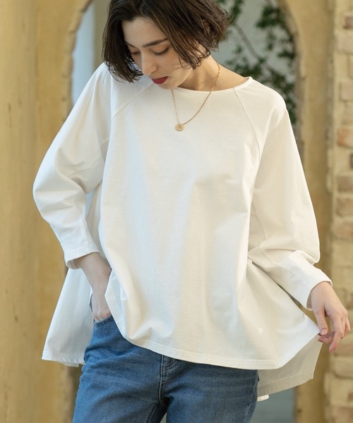 OPAQUE.CLIP（オペークドットクリップ）の「◆デザインスリーブAラインフレアチュニック【洗濯機洗い可】（チュニック・レディース・オフホワイト/ネイビー/ブラック・00）」の2枚目の写真