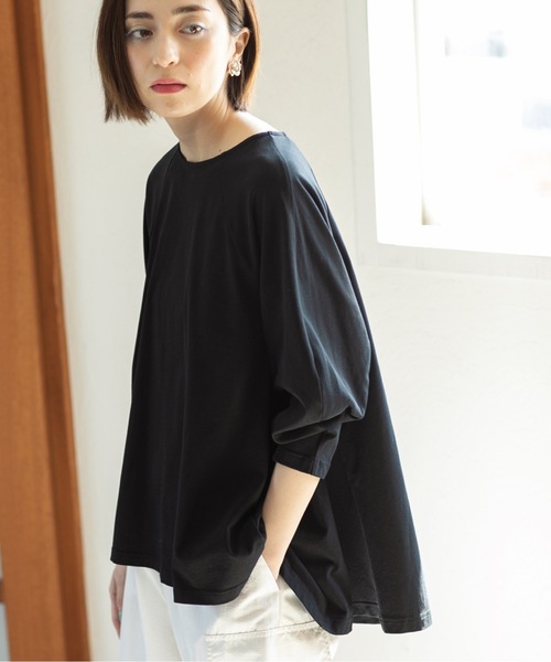 OPAQUE.CLIP（オペークドットクリップ）の「◆デザインスリーブAラインフレアチュニック【洗濯機洗い可】（チュニック・レディース・オフホワイト/ネイビー/ブラック・00）」の3枚目の写真