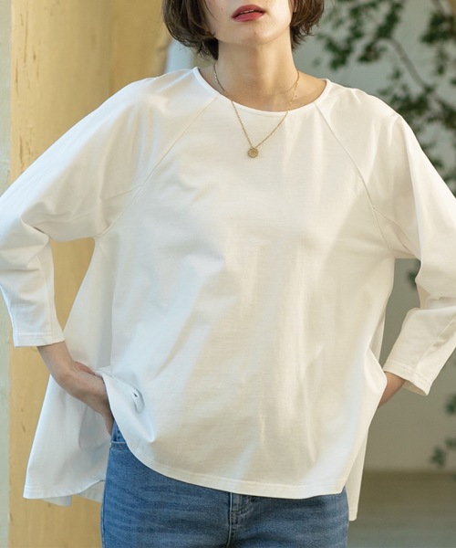 OPAQUE.CLIP（オペークドットクリップ）の「◆デザインスリーブAラインフレアチュニック【洗濯機洗い可】（チュニック・レディース・オフホワイト/ネイビー/ブラック・00）」の21枚目の写真