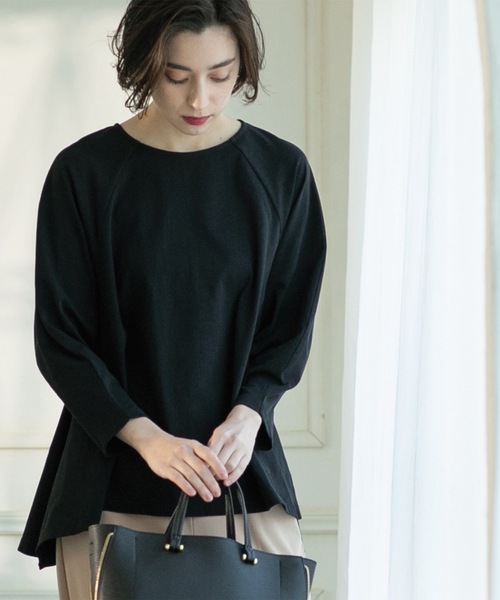 OPAQUE.CLIP（オペークドットクリップ）の「◆デザインスリーブAラインフレアチュニック【洗濯機洗い可】（チュニック・レディース・オフホワイト/ネイビー/ブラック・00）」の16枚目の写真