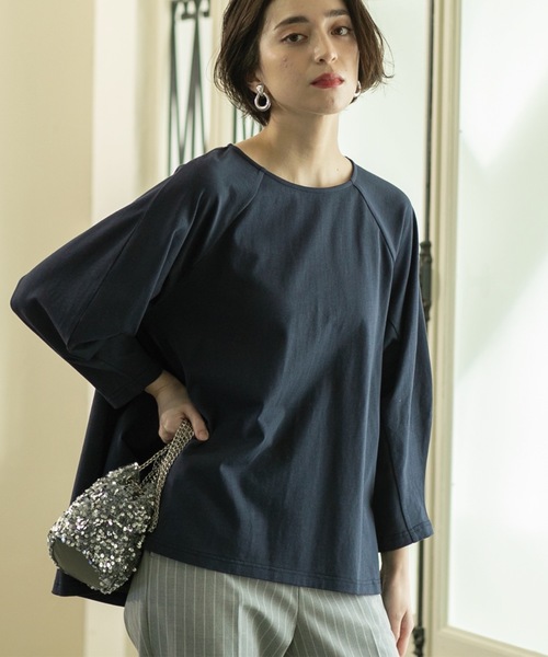 OPAQUE.CLIP（オペークドットクリップ）の「◆デザインスリーブAラインフレアチュニック【洗濯機洗い可】（チュニック・レディース・オフホワイト/ネイビー/ブラック・00）」の10枚目の写真