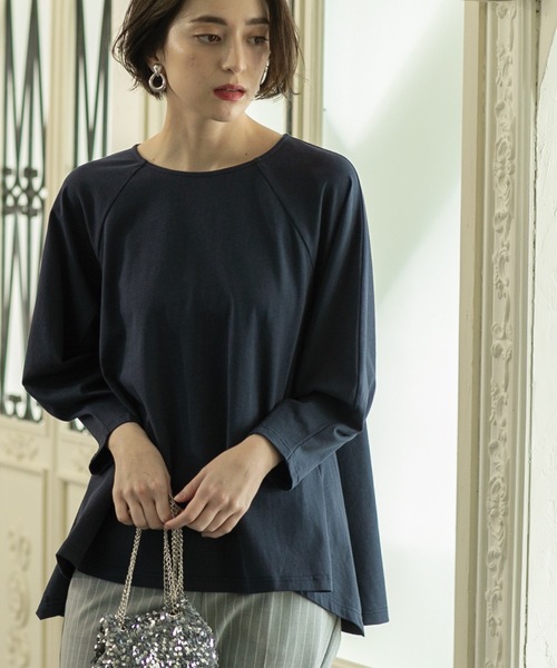 OPAQUE.CLIP（オペークドットクリップ）の「◆デザインスリーブAラインフレアチュニック【洗濯機洗い可】（チュニック・レディース・オフホワイト/ネイビー/ブラック・00）」の12枚目の写真