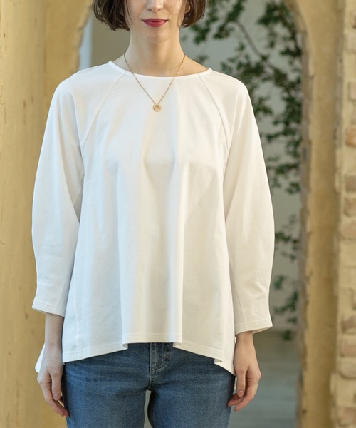 OPAQUE.CLIP（オペークドットクリップ）の「◆デザインスリーブAラインフレアチュニック【洗濯機洗い可】（チュニック・レディース・オフホワイト/ネイビー/ブラック・00）」の6枚目の写真