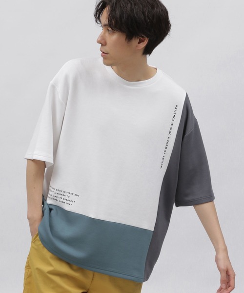 LAKOLE（ラコレ）の「ダンボール切替半袖T / 976905（Tシャツ/カットソー・メンズ・ブルー/チャコールグレー/グレー/ブラック/ホワイト・MEDIUM/X-LARGE/LARGE）」の3枚目の写真