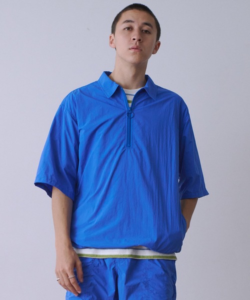 Universal Style Wear(ユニバーサルスタイルウェア)の「Universal Style Wear ハーフジップ アノラックシャツ(その他トップス・メンズ・パープル/グリーン/ブラック/ブルー・MEDIUM/LARGE/X-LARGE)」の3枚目の写真