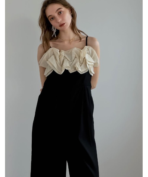 Re:EDIT（リエディ）の「[MEISM by Re:EDIT][低身長/高身長サイズ有][2024SS COLLECTION]シアーフリルキャミオールインワン（つなぎ/オールインワン・レディース・ブラック/グレー/ブラック系その他・SHORT/MEDIUM/TALL/LARGE）」の14枚目の写真