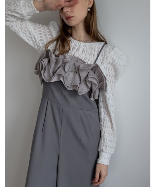 Re:EDIT（リエディ）の「[MEISM by Re:EDIT][低身長/高身長サイズ有][2024SS COLLECTION]シアーフリルキャミオールインワン（つなぎ/オールインワン・レディース・ブラック/グレー/ブラック系その他・SHORT/MEDIUM/TALL/LARGE）」の22枚目の写真