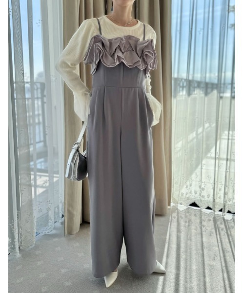 Re:EDIT（リエディ）の「[MEISM by Re:EDIT][低身長/高身長サイズ有][2024SS COLLECTION]シアーフリルキャミオールインワン（つなぎ/オールインワン・レディース・ブラック/グレー/ブラック系その他・SHORT/MEDIUM/TALL/LARGE）」の19枚目の写真