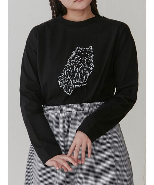 merry jenny（メリージェニー）の「ふわふわねこロンTee（Tシャツ/カットソー・レディース・オフホワイト/ブルー/ブラック・FREE）」の3枚目の写真