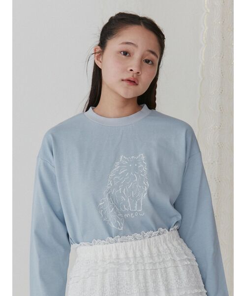 merry jenny（メリージェニー）の「ふわふわねこロンTee（Tシャツ/カットソー・レディース・オフホワイト/ブルー/ブラック・FREE）」の4枚目の写真
