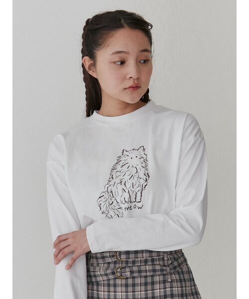 merry jenny（メリージェニー）の「ふわふわねこロンTee（Tシャツ/カットソー・レディース・オフホワイト/ブルー/ブラック・FREE）」の5枚目の写真