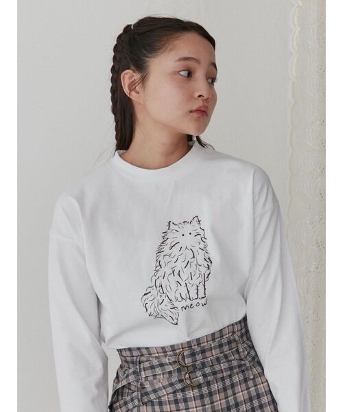 merry jenny（メリージェニー）の「ふわふわねこロンTee（Tシャツ/カットソー・レディース・オフホワイト/ブルー/ブラック・FREE）」の6枚目の写真
