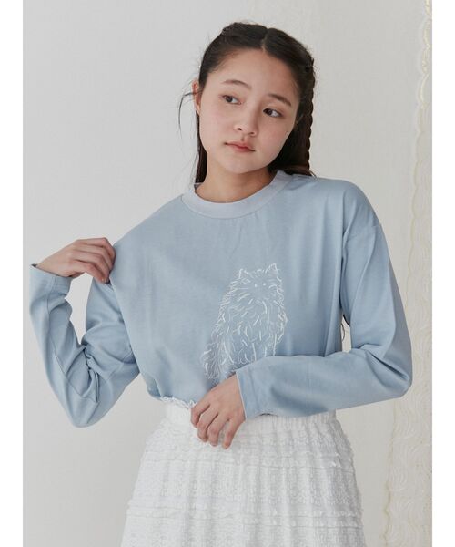 merry jenny（メリージェニー）の「ふわふわねこロンTee（Tシャツ/カットソー・レディース・オフホワイト/ブルー/ブラック・FREE）」の11枚目の写真