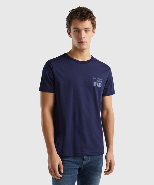 BENETTON (UNITED COLORS OF BENETTON)(ベネトンユナイテッドカラーズオブベネトン)の「ロゴプリント入りオーガニックコットン半袖Tシャツ(Tシャツ/カットソー・メンズ・オフホワイト/ネイビー/ホワイト系その他・LARGE/MEDIUM/SMALL)」の3枚目の写真