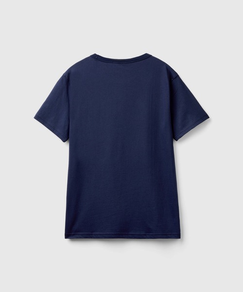 BENETTON (UNITED COLORS OF BENETTON)(ベネトンユナイテッドカラーズオブベネトン)の「ロゴプリント入りオーガニックコットン半袖Tシャツ(Tシャツ/カットソー・メンズ・オフホワイト/ネイビー/ホワイト系その他・LARGE/MEDIUM/SMALL)」の4枚目の写真