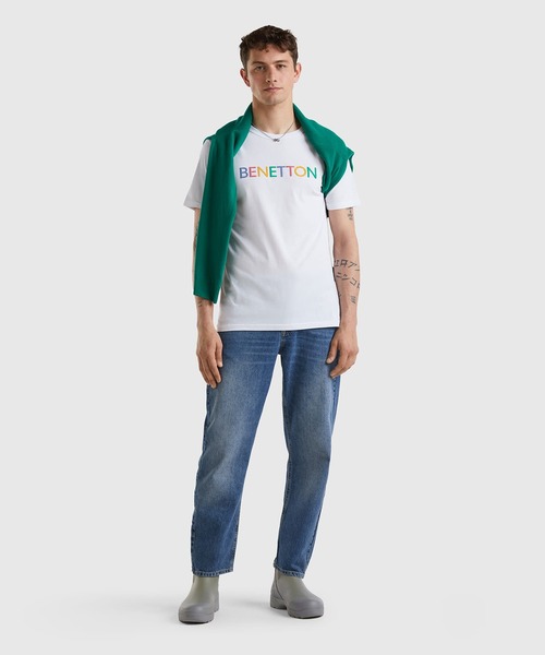 BENETTON (UNITED COLORS OF BENETTON)(ベネトンユナイテッドカラーズオブベネトン)の「ロゴプリント入りオーガニックコットン半袖Tシャツ(Tシャツ/カットソー・メンズ・オフホワイト/ネイビー/ホワイト系その他・LARGE/MEDIUM/SMALL)」の9枚目の写真