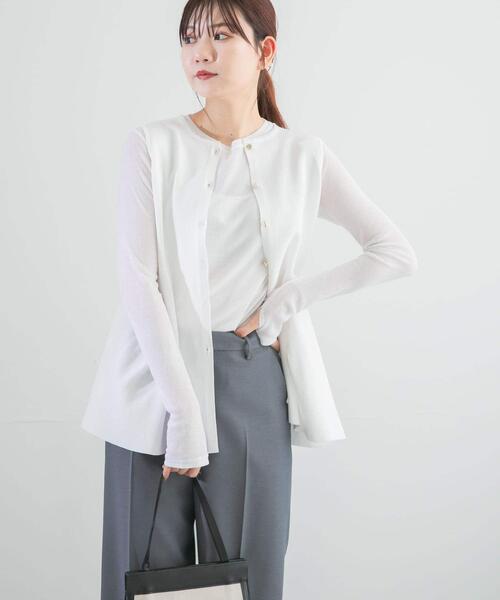 URBAN RESEARCH ROSSO WOMEN（アーバンリサーチ　ロッソ）の「ペプラムフォルムニットジレ（ニット/セーター・レディース・オフホワイト/ブラック/グリーン・FREE）」の4枚目の写真