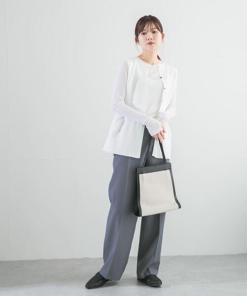 URBAN RESEARCH ROSSO WOMEN（アーバンリサーチ　ロッソ）の「ペプラムフォルムニットジレ（ニット/セーター・レディース・オフホワイト/ブラック/グリーン・FREE）」の6枚目の写真