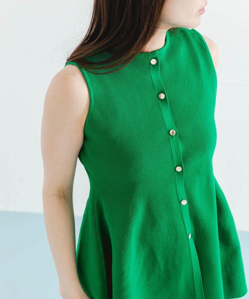 URBAN RESEARCH ROSSO WOMEN（アーバンリサーチ　ロッソ）の「ペプラムフォルムニットジレ（ニット/セーター・レディース・オフホワイト/ブラック/グリーン・FREE）」の10枚目の写真