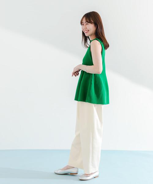 URBAN RESEARCH ROSSO WOMEN（アーバンリサーチ　ロッソ）の「ペプラムフォルムニットジレ（ニット/セーター・レディース・オフホワイト/ブラック/グリーン・FREE）」の13枚目の写真