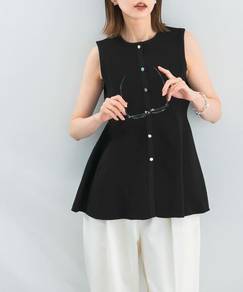 URBAN RESEARCH ROSSO WOMEN（アーバンリサーチ　ロッソ）の「ペプラムフォルムニットジレ（ニット/セーター・レディース・オフホワイト/ブラック/グリーン・FREE）」の22枚目の写真