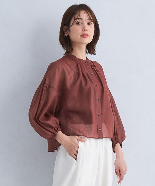 グリーンレーベル　新品タグ付き　シアー ギャザー ハオリ ブラウス グリーンレーベル 新品タグ付き シアー ギャザー ハオリ