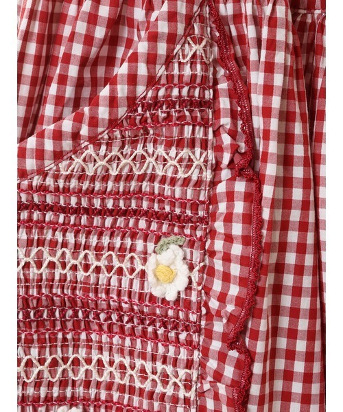 未使用品 PINK HOUSE スモッキング刺繍使いギンガムチェックスカート PINK HOUSE（ピンクハウス）の「スモッキング刺繍使いギンガム