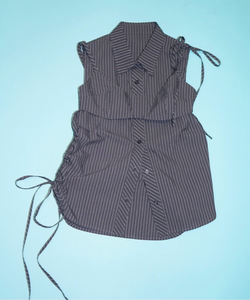 musubore(ムスボレ)の「asymmetry shirring ribbon BL / アシンメトリーリボンブラウス(シャツ/ブラウス・レディース・ブラック/ホワイト/ブルー・FREE)」の14枚目の写真