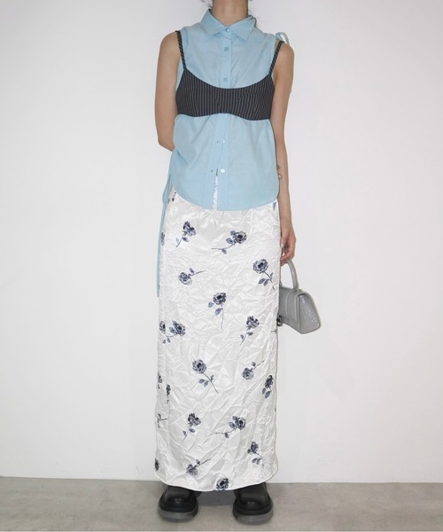 musubore(ムスボレ)の「asymmetry shirring ribbon BL / アシンメトリーリボンブラウス(シャツ/ブラウス・レディース・ブラック/ホワイト/ブルー・FREE)」の12枚目の写真