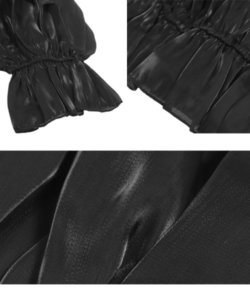 KOBE LETTUCE（コウベレタス）の「オーガンジーオフショルブラウス×ノースリーブニットトップスセット（シャツ/ブラウス・レディース・ブラック/オフホワイト・M）」の11枚目の写真