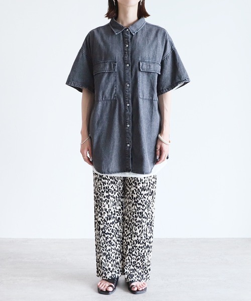 reca（レカ）の「半袖デニムシャツ（シャツ/ブラウス・レディース・ブルー/ブラック・FREE）」の13枚目の写真