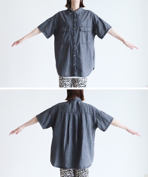 reca（レカ）の「半袖デニムシャツ（シャツ/ブラウス・レディース・ブルー/ブラック・FREE）」の16枚目の写真
