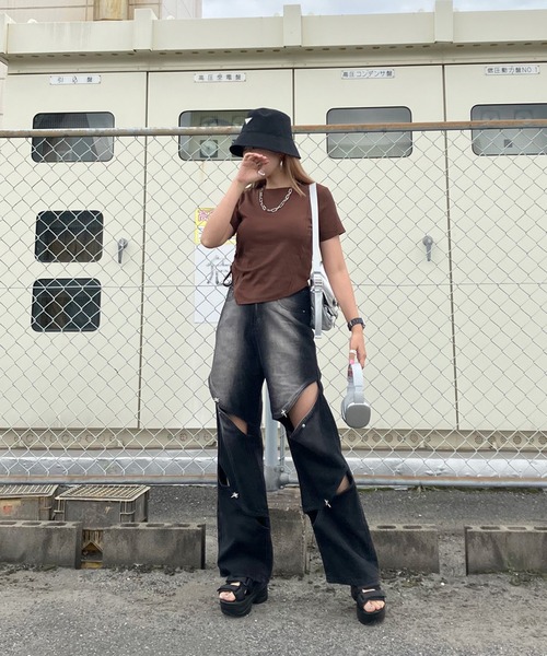 【セール】シルバーモチーフカットアウトデニムパンツ（デニムパンツ）｜non-hedge（ノンヘッジ）