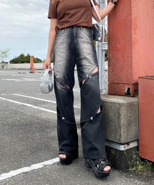 【セール】シルバーモチーフカットアウトデニムパンツ（デニムパンツ）｜non-hedge（ノンヘッジ）