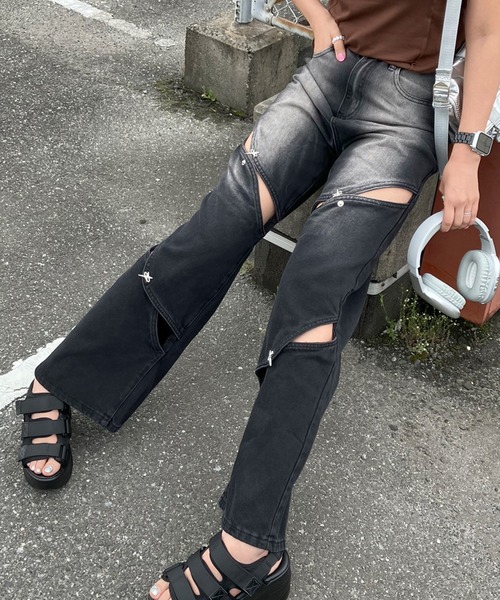 【セール】シルバーモチーフカットアウトデニムパンツ（デニムパンツ）｜non-hedge（ノンヘッジ）