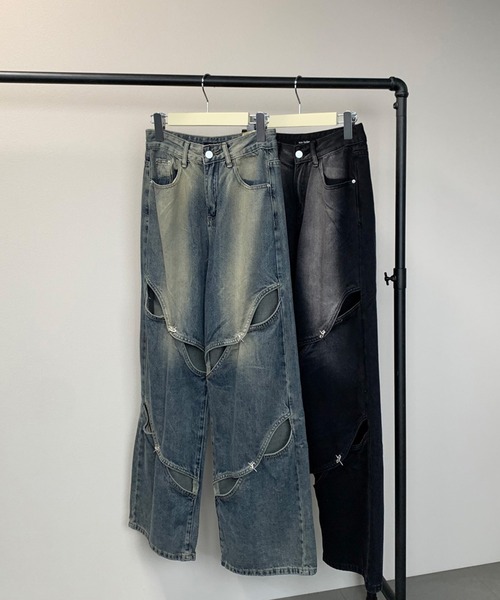 【セール】シルバーモチーフカットアウトデニムパンツ（デニムパンツ）｜non-hedge（ノンヘッジ）