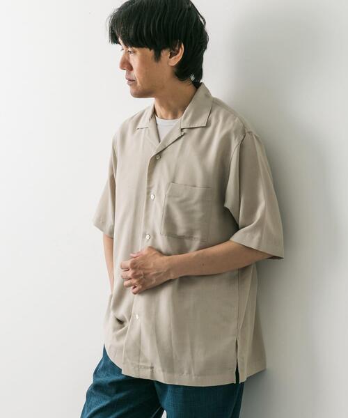 URBAN RESEARCH DOORS(アーバンリサーチドアーズ)の「リネン/シルク混 オープンカラーシャツ(シャツ/ブラウス・メンズ・アイボリー/チャコールグレー/モカ・LARGE/MEDIUM)」の4枚目の写真