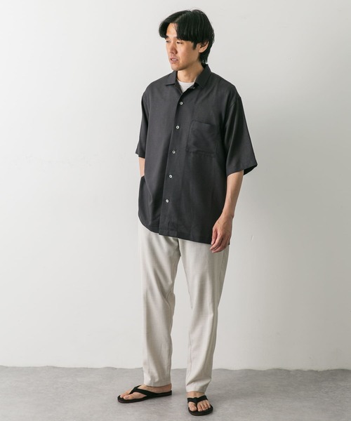 【rokh】BROWN シルク混アセテート タイネック シャツ/ブラウス rokh】BROWN シルク混アセテート タイネック シャツ/ブラウス