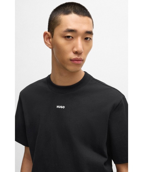 セール】HUGOロゴプリント リラックスフィット コットンTシャツ