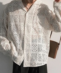 Mayree（メイリー）の「ビッグシルエット レース開襟長袖シャツ(NEZ)（シャツ/ブラウス）」